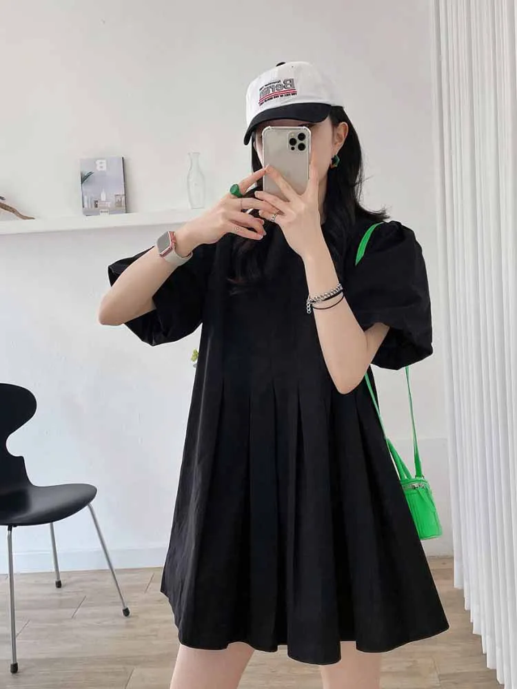 Rok A-Line Bulat Sve Dr Wanita Baru Musim Panas Rok A-Line Berlipat Dr Korea Sle Pinggang Tinggi Or Sve Dr