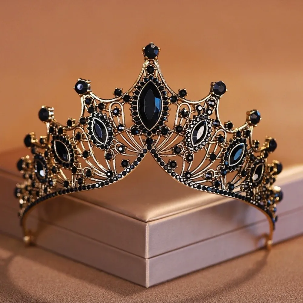 

Vintage Rhinestone Queen Princess Crown Alloy Hair Accessories Crystal Tiara Baroque Bridal Headband Birthday Gift