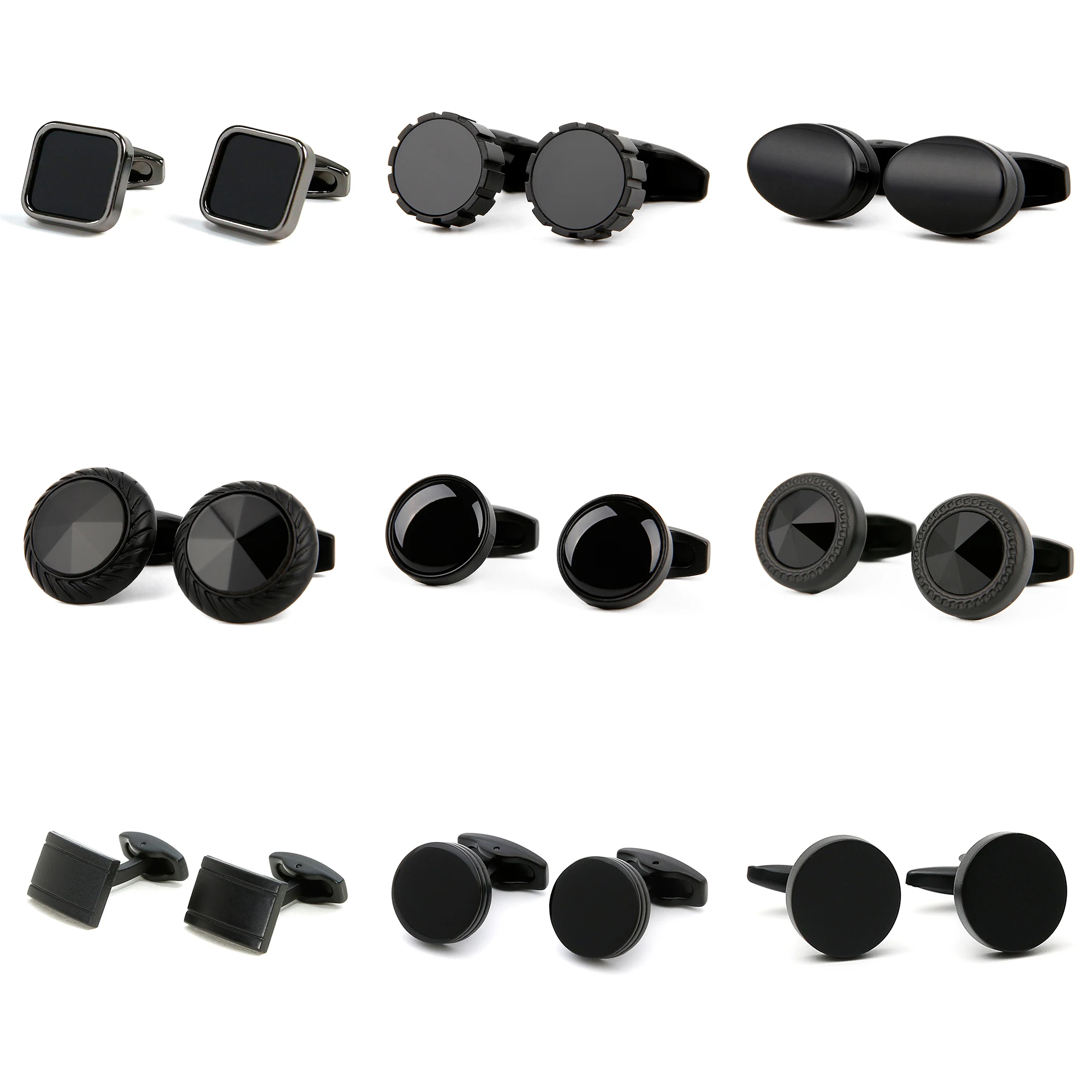 

Cufflinks for Men XK19123 Classic Artificial Obsidian Round Black Dress Shirt Cuff Links Jewelry