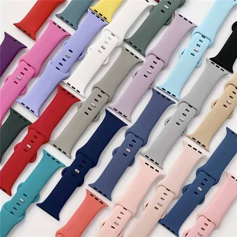 Силиконовый ремешок для Apple Watch Band series 9 7 8 se 4 5 6 44 мм 40 мм 45 мм 41 мм 42 мм 38 мм 44 мм, браслет correa iwatch Ultra 49 мм