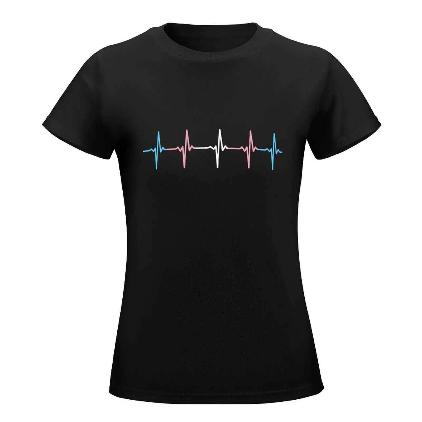 Transgender Pride Heartbeat Pulse T-Shirt funny aesthetic clothes lady clothes anime clothes Women's clothing