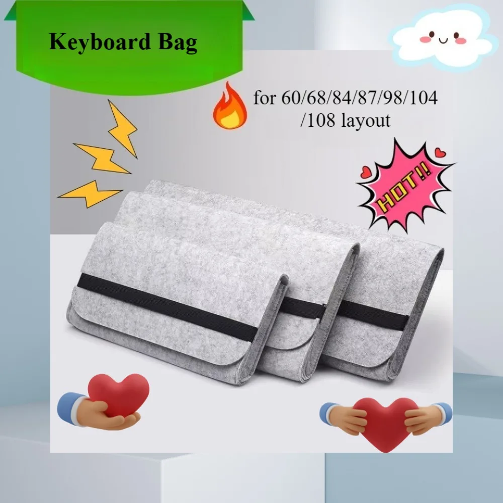 Keyboard storage bag Dark Grey Dustproof Protective Peripheral felt keyboard bag 60 75 80 95 100 Layout for Mechanical Keyboard