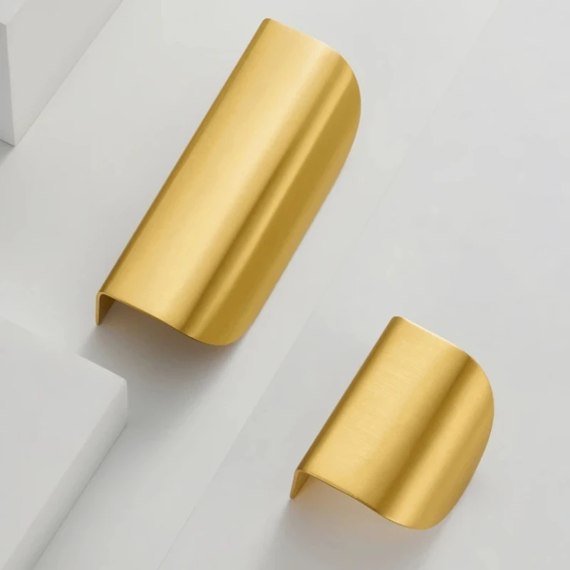 Gaveta Shell Móveis Armário Alça Curva Pobre Latão Puxador de Borda Curta