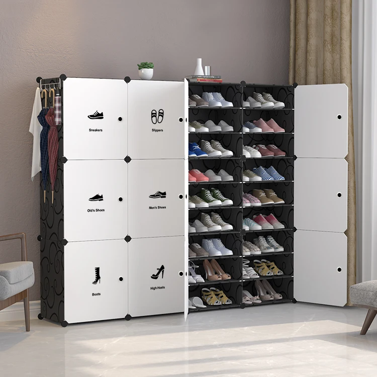 Shoe Rack 9 Tier Shoe Storage Cabinet 72 Pair Plastic Shoe Shelves Organizer for Closet Hallway Bedroom Entryway