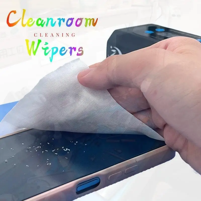 400 Buah Kain Pembersih LCD Anti Statis 9.5*10 Bebas Serat Poliester Ruang Bersih Kain Bebas Debu Alat Perbaikan Layar LCD Ponsel