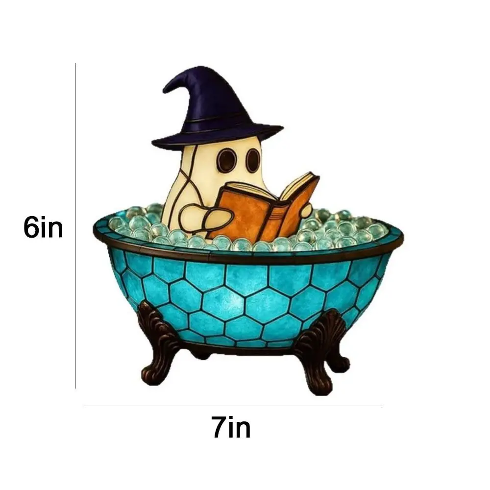 Portable Resin Ghost Bubble Bath Lamp Soft Color Change Decorative Ghost Themed Bathtub Lamp Cute Ghost LED Light Shelf
