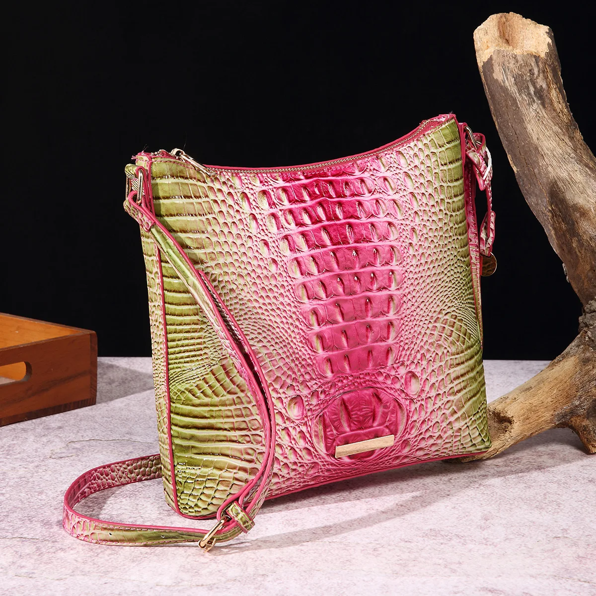 Moda kolorowe aligator damskie torby na ramię projektant Pu skórzana torba Crossbody Vintage torba typu Bucket Retro Tote torebka damska 2024