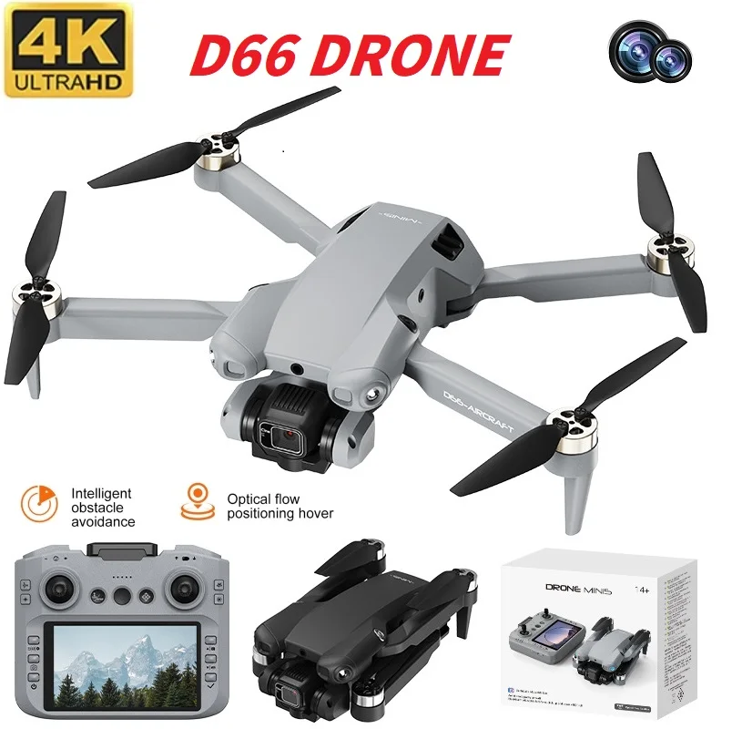 

Квадрокоптер D66 Professional с камерой 4K HD, электрической стабилизацией, оптическим позиционированием, Wi-Fi FPV, ЖК-дисплеем и пультом ДУ, складной, игрушка