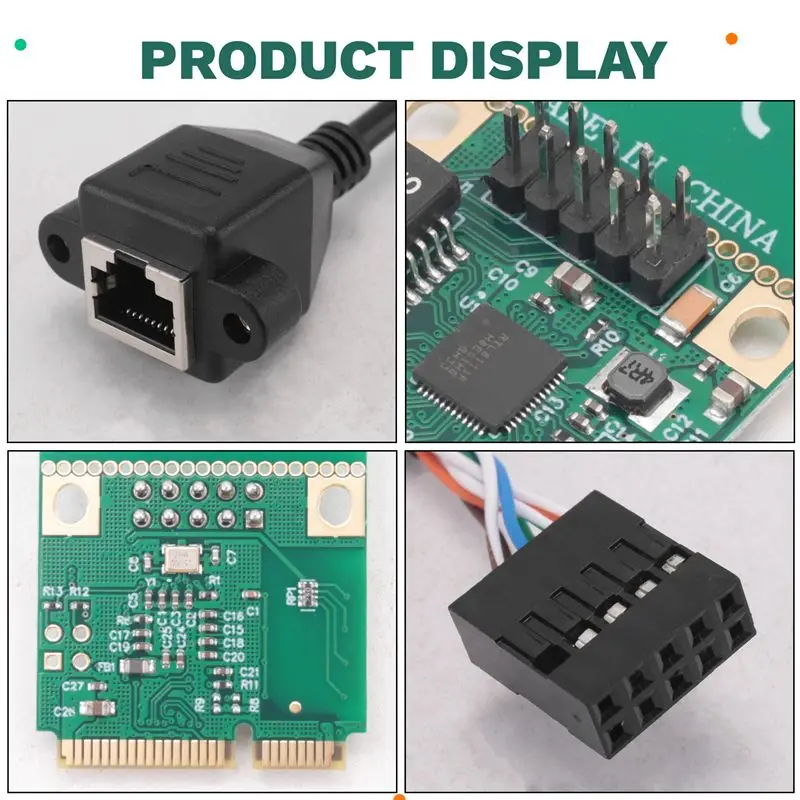 N34R-MINI PCI-E Network Card To Gigabit Ethernet 1000Mbps RJ45 LAN Adapter For Servers Straight PIN
