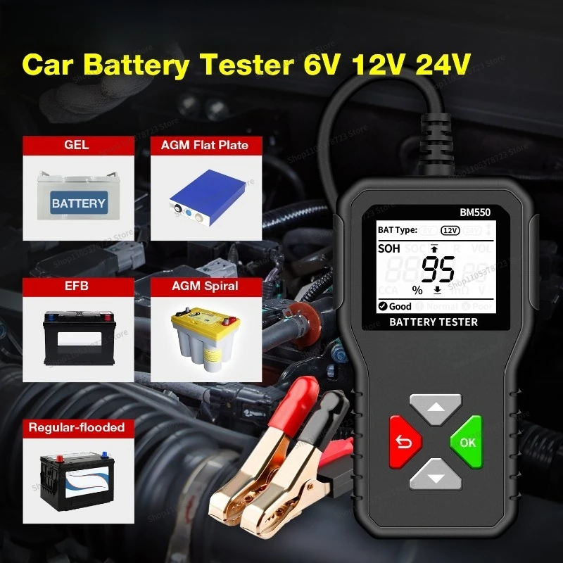 ForAuto Motorcycle Electric Vehicle 6V12V24V Multifunctional Intelligent Digital Display Professional Battery Test and Diagnosis