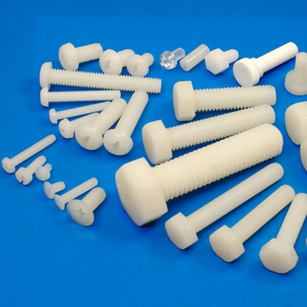 200pcs DIN933 M4 M5 Fully Threaded White Hexagon Bolts Nylon Plastic Insulation Hex Head Screws for DIY Crafts And Home Projects