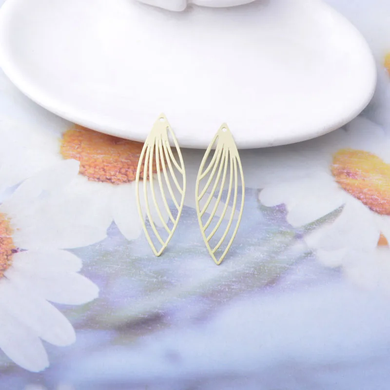 30 Stück AC14605 13*38mm Messing-Fächeranhänger Dünner Anhänger DIY Schmuck Ohrring-Zubehör – Detail 8