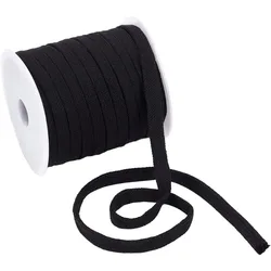 27 Yards Black Flat Replacement Cotton Cords 8mm Wide Flat Drawstring Cord Rope with Plastic Spools for Garment Accessories