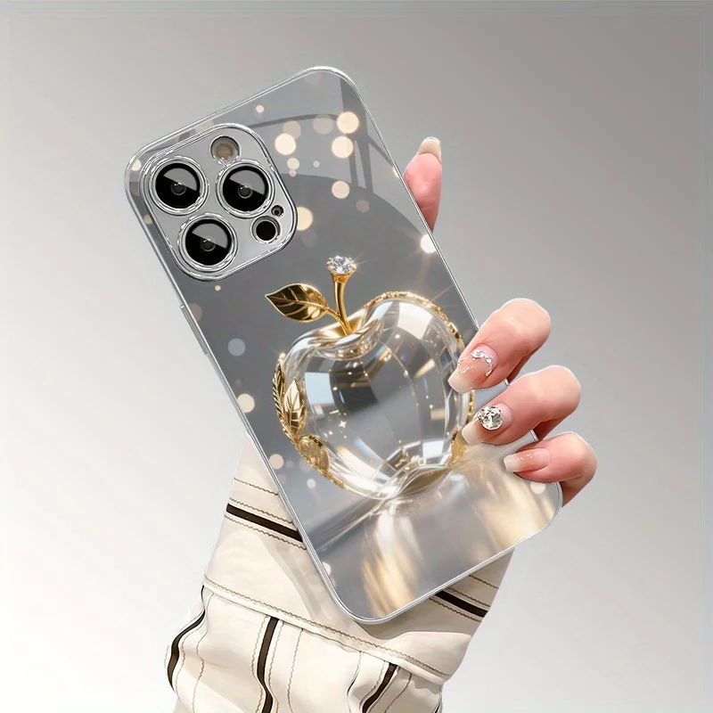 

New fashionable design silver-plated glass phone case, suitable for iPhone 17, 16, 15, 14, 13, 12, 11, etc.
