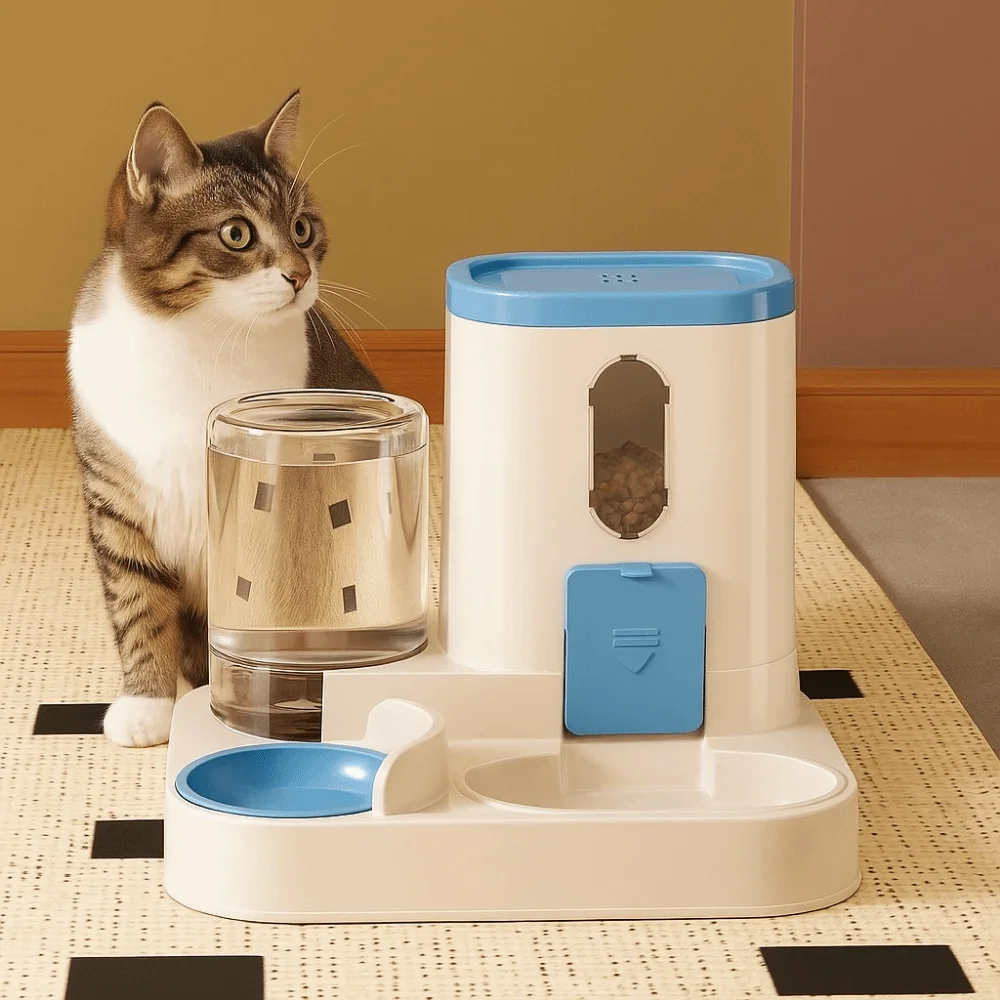 

Integrated Automatic Cat Water Feeder Large Capacity Detachable Cat Dog Food Bowl Dry Wet Separation with Water Fountain