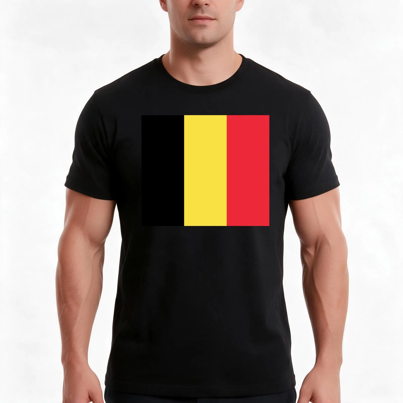 Belgium Flag T-Shirt, Summer Casual Cotton Tee, Oversized Streetwear Tops, Vintage Graphic Print, Loose Fit Short Sleeve