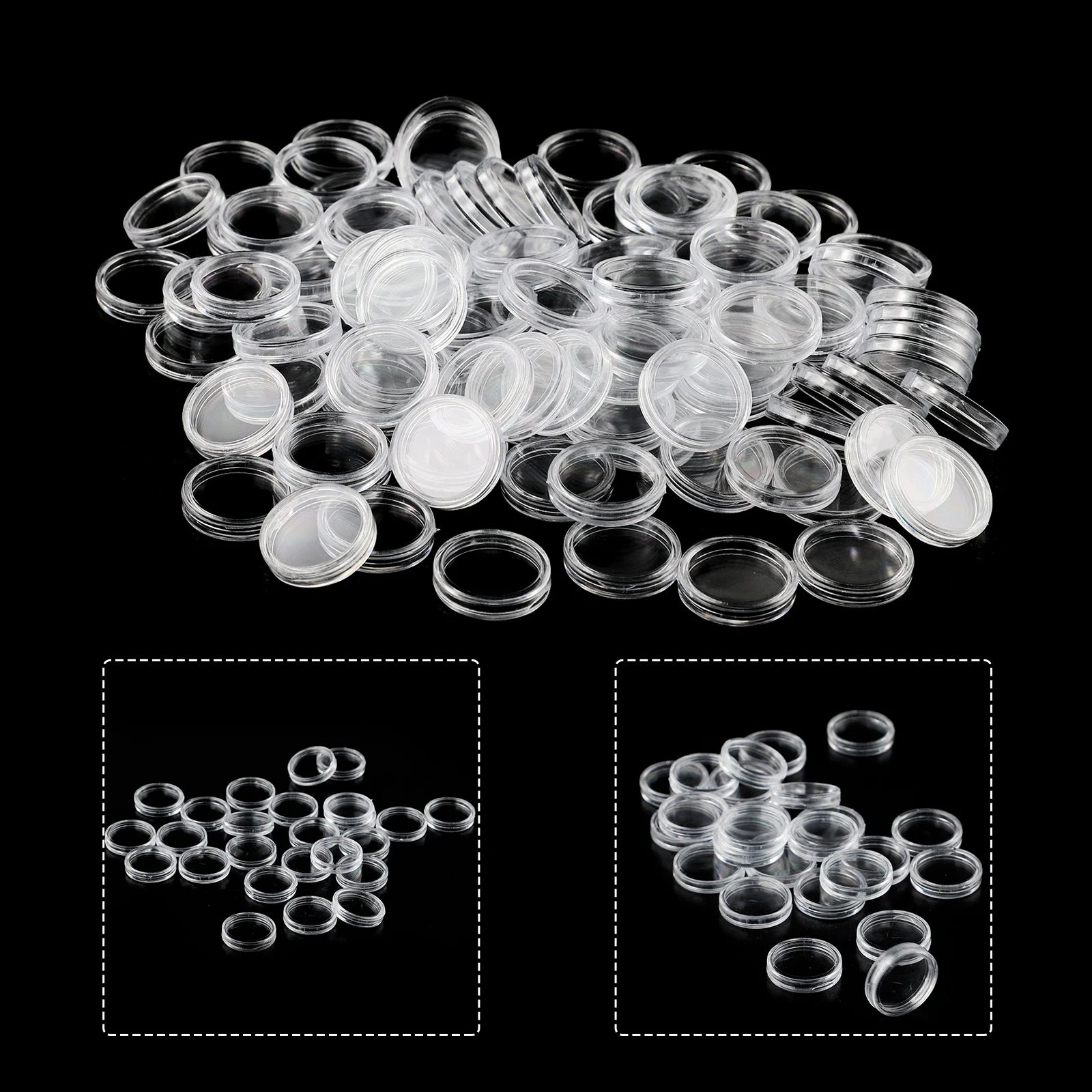 100pcs 18mm Transparent Plastic Coinning Holder Collecting Case For Coinnings Storage Capsules Protection Boxs Container