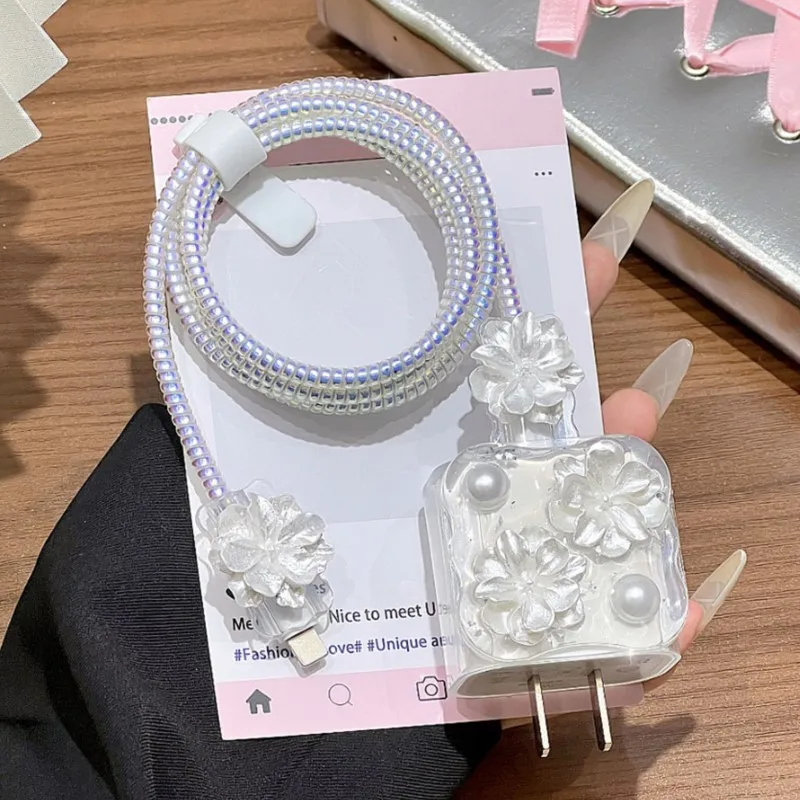 Diamond Butterfly Charging Data Cable Protector Winder Accessories for iPhone 18W 20w Fast Charger Protective Cases Cover Sleeve