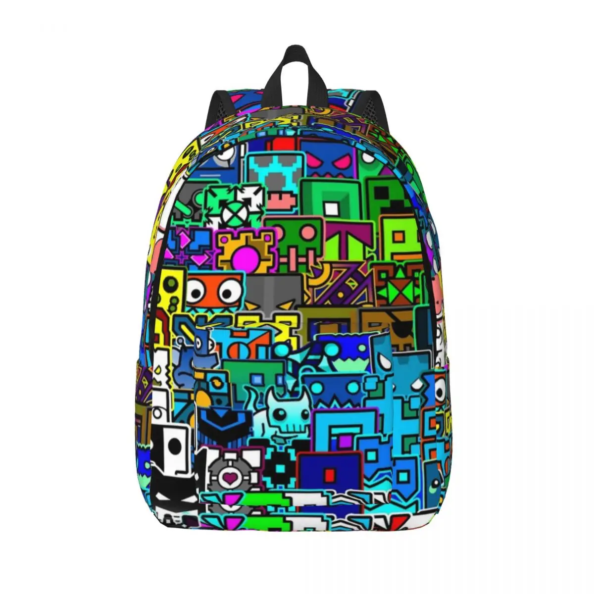 Geometry Cube Gaming Dash Pattern Backpack for Men Women Teenage High School Work Daypack Laptop Shoulder Bag Sports