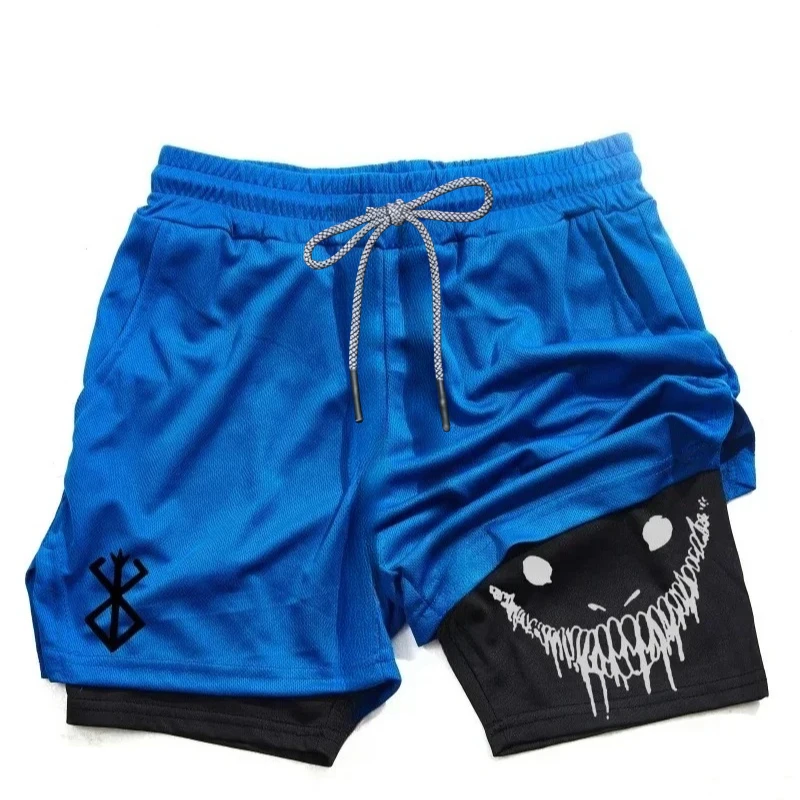 New Men Running Fitness Shorts Gymnastics Training 2-in-1 Sports Speed drying Multi functional Running Double layer Summer