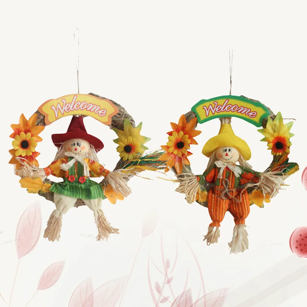 Guirnalda de 2 piezas para decoración de fiesta, adorno colgante para Halloween, Día de Acción de Gracias, espantapájaros