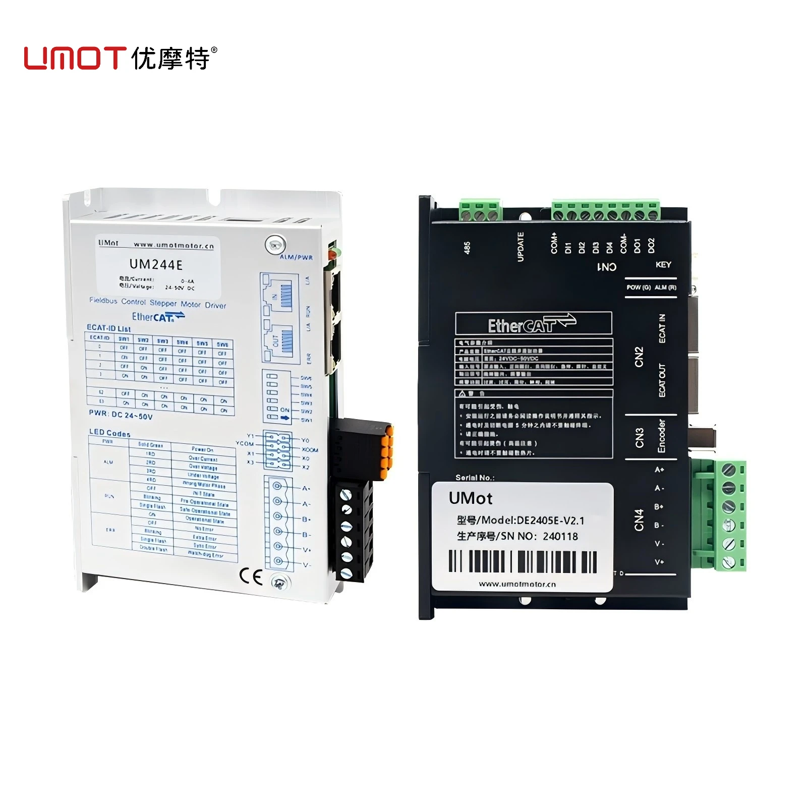 UMOT 24-50 فولت تيار مستمر 4A EtherCAT 2 المرحلة سائق هجين ل 20-86 مللي متر Nema8/11/14/17/23/24 محرك متدرج أسلاك كابل إيثرنت الصناعية #2