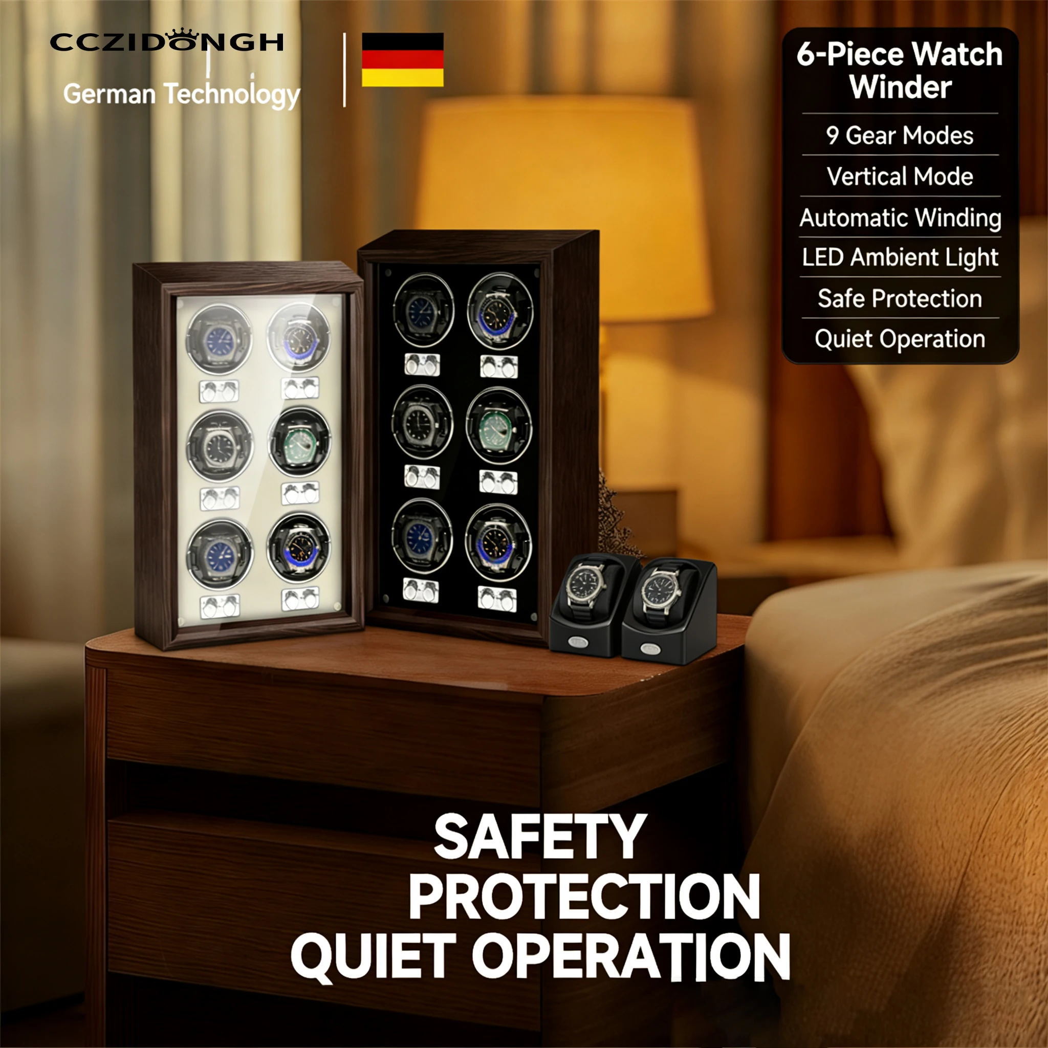Luxury Vertical Watch Winder Box – Safe Protection, Quiet Operation for Automatic Watches