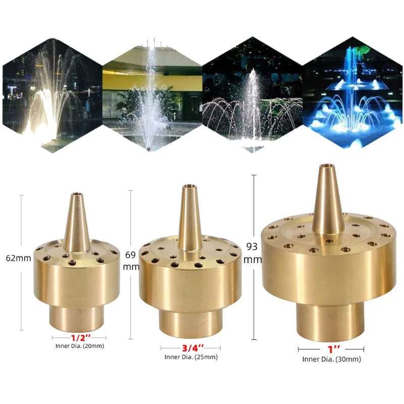 

RBCFHI 1/2'' 3/4'' 1'' Female Brass Fountain Nozzle Blossom Water Sprinkler Garden Landscape Water Spray Pond Sprinkler Head