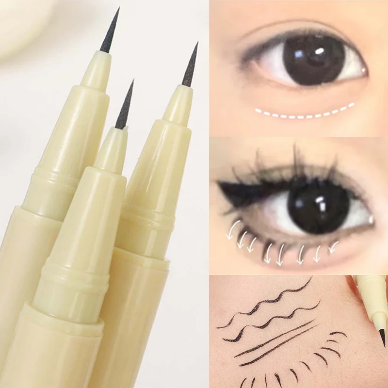 Eyeliner opaco impermeabile penna per ciglia inferiore liquida ultrasottile Eyeliner liscio ad asciugatura rapida sdraiato penna per baco da seta trucco per occhi coreani