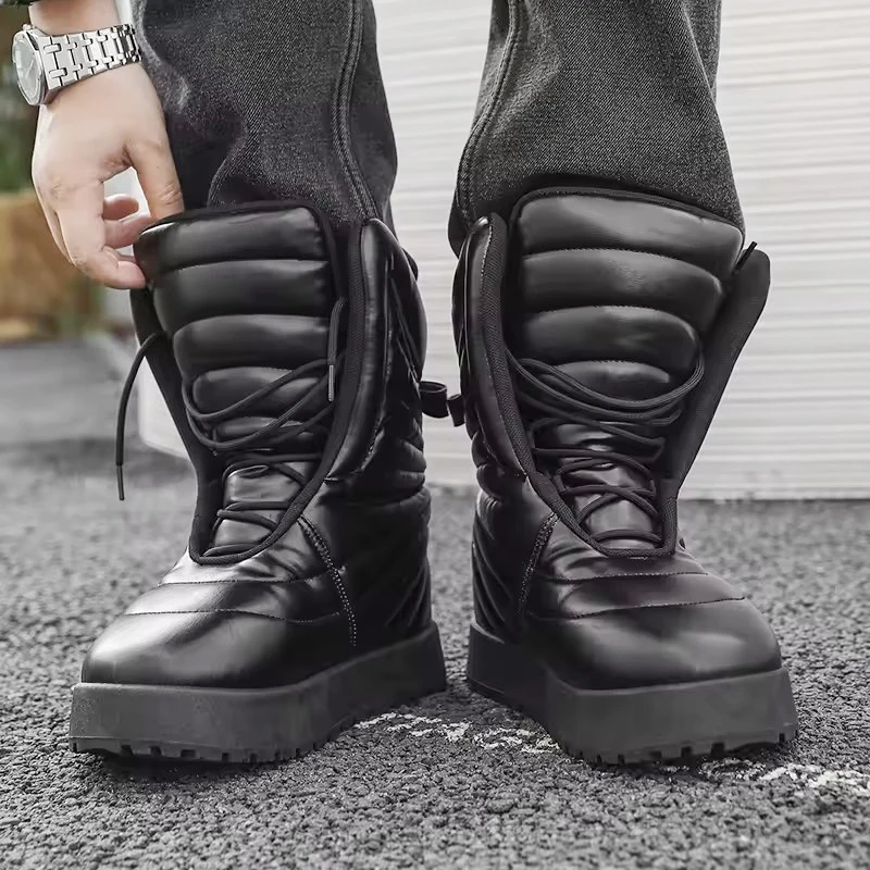 

Autumn Winter High Top Men's Snow Boots Versatile Thick Sole Sneaker Warm Trendy Bread Shoes Male Casual Sports Shoes Ankle Boot