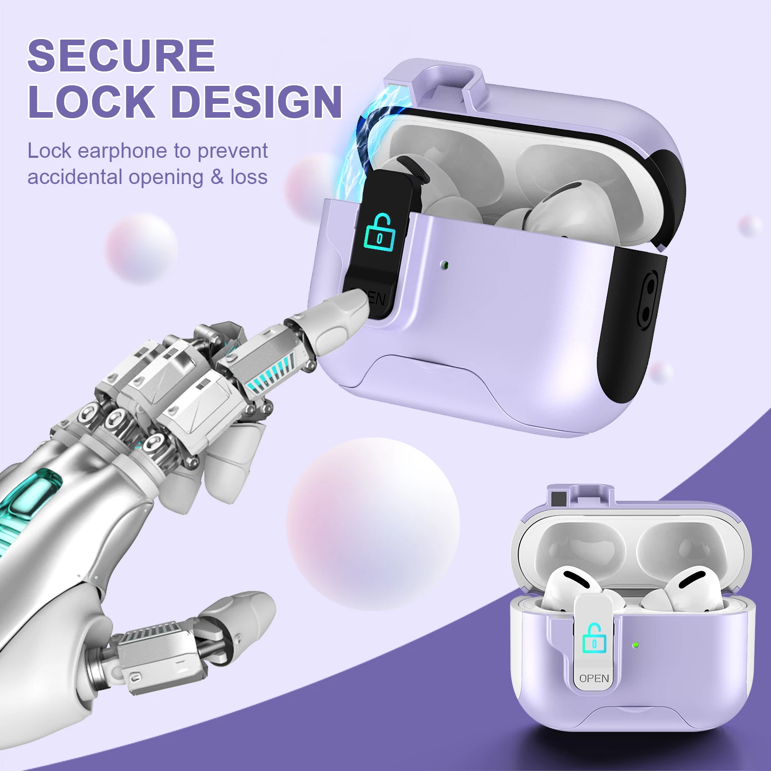 Nueva funda magnética automática para auriculares diseñada para AirPods Pro de segunda generación 2022/2023 (cable de aclaramiento) con cordón