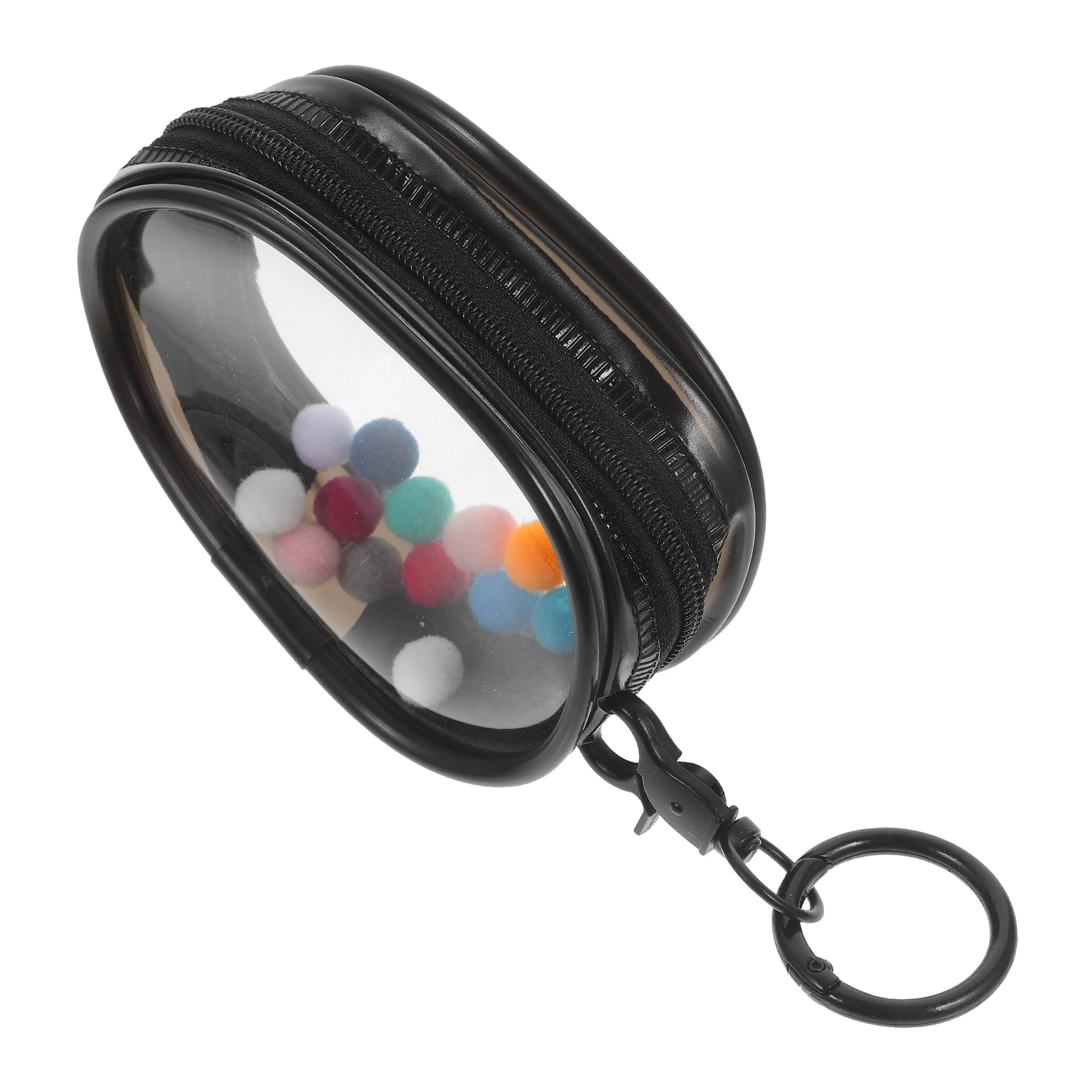 Clear PVC Bag for Storage Display Portable Carrier Case Black Useful Bag Round High Transparency Travel Useful