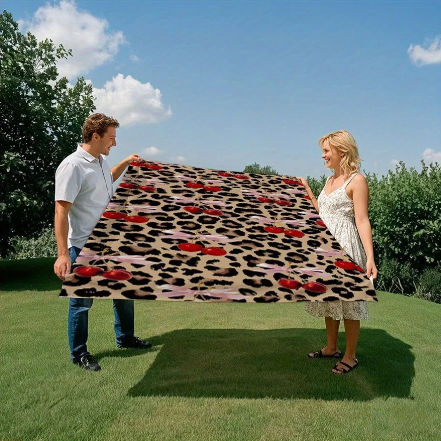 Cherry Leopard Glam Blanket Reversible Flannel Throw for Bold Style AllSeason Comfort Fruity Fierce Gift