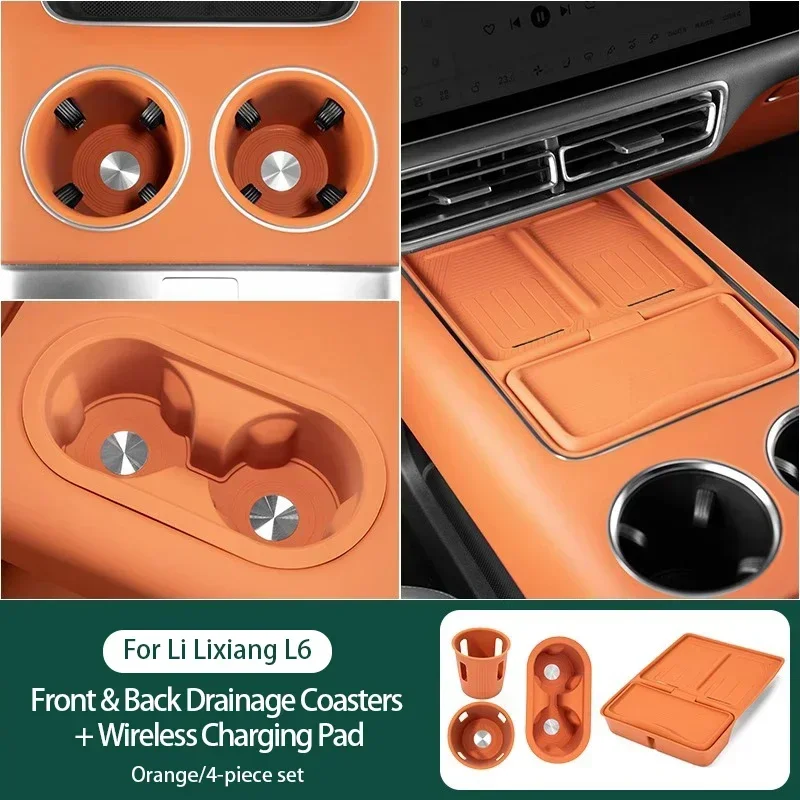 

For LI LiXiang L6 2024 Car Center Control Water Cup Holder Wireless Silicone Protection Pad Storage Box Anti Slip Pad for Ideal