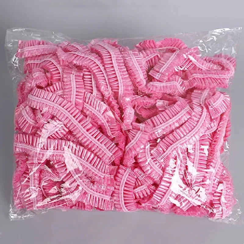 100p Cs/ Set Disposable Shower Cap Plastic Waterproof Cap Bath Hair Dye Bath Hair Cap Thickened Hair Mask Baking Oil Cap