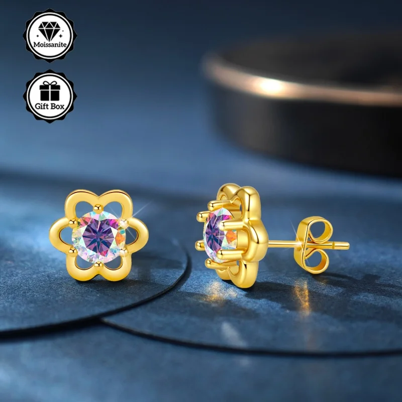 

LAMVOICE jewelry for women/stud earrings with 1 carat moissanite Hypoallergenic earrings christmas gift high quality jewelry