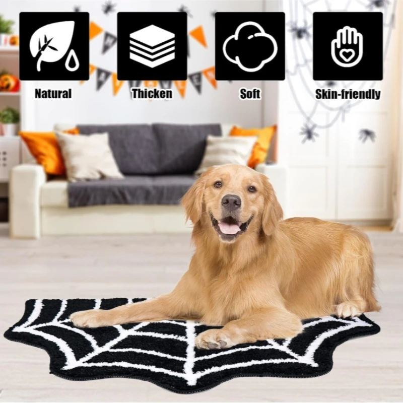 1PC Halloween Pumpkin Spider Web Doormat Non Slip Welcome Mat Indoor Outdoor Rug for Front Porch Entrance Decor view 5