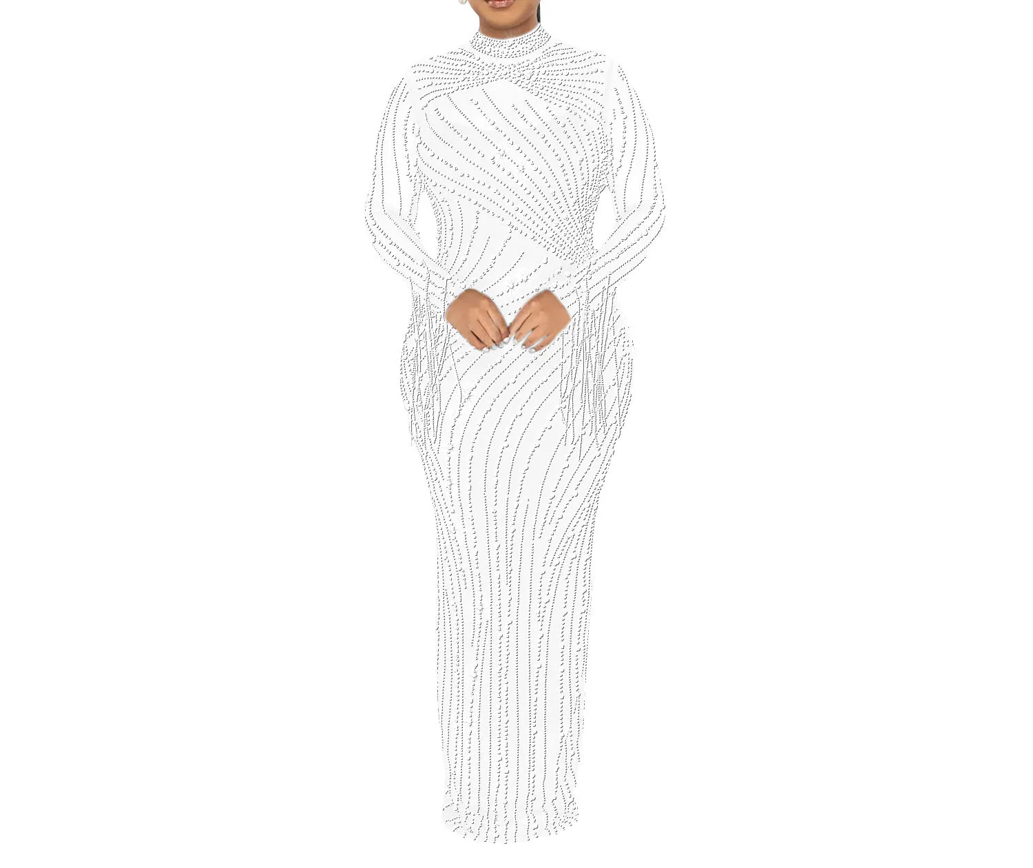 Skirt Set for Women New Fashion Mesh Lace Hot Drill Long-sleeved Skirt and Lining Two-piece Set