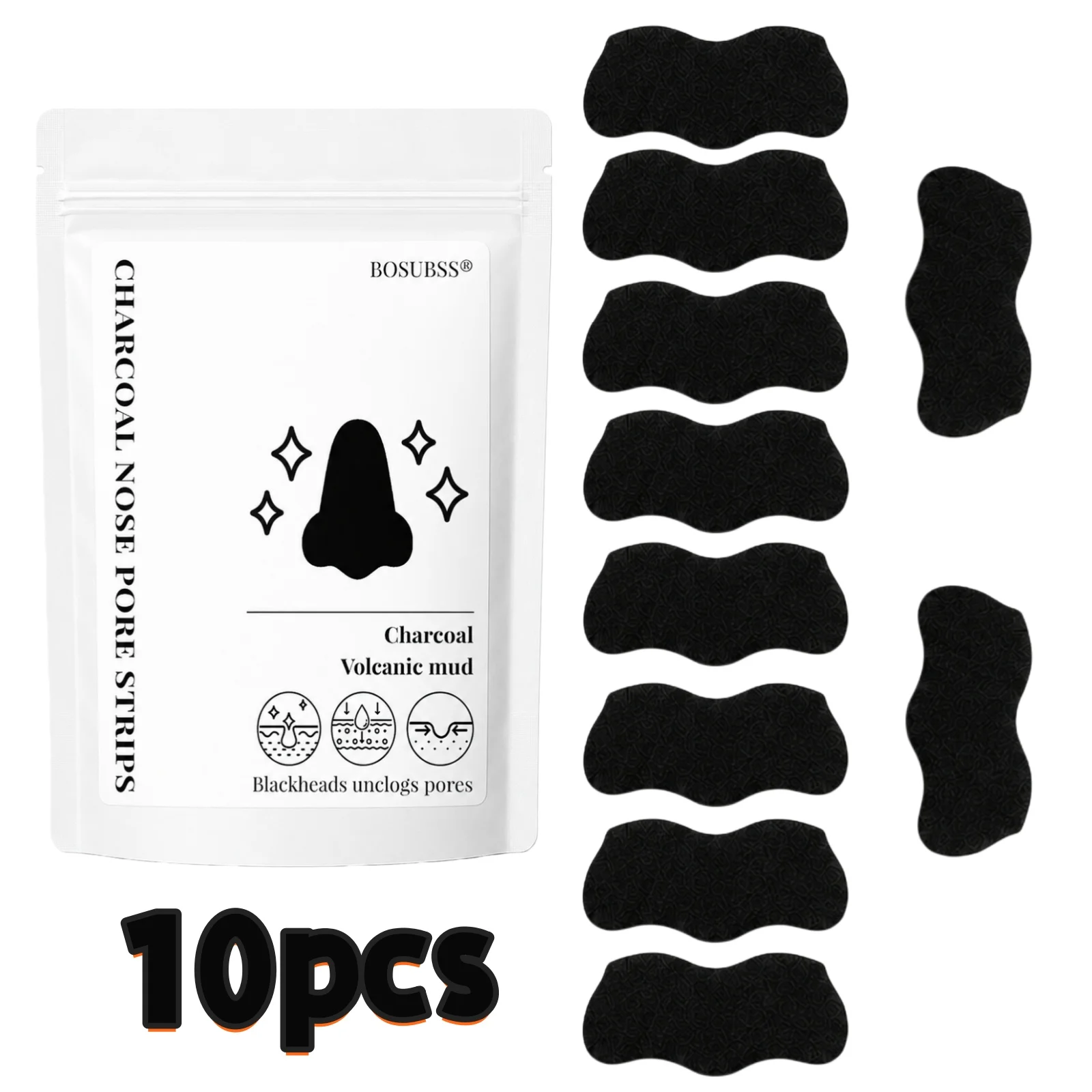 10Pcs Deep Cleansing Blackhead Remover Nose Strips, Shrink Pores Nose Patches Suitable for Men and Women