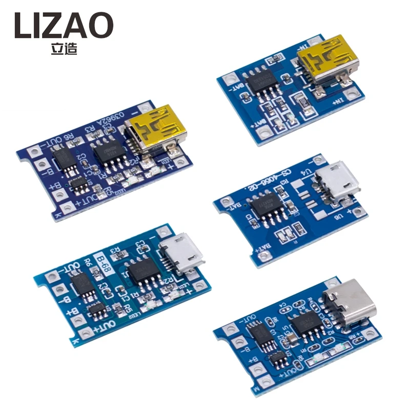 LIZAO 5PCS Mini TP4056 5V 1A 18650 Charging Board Micro Type-C Mini USB Interface with Overcharge Overdischarge Protection