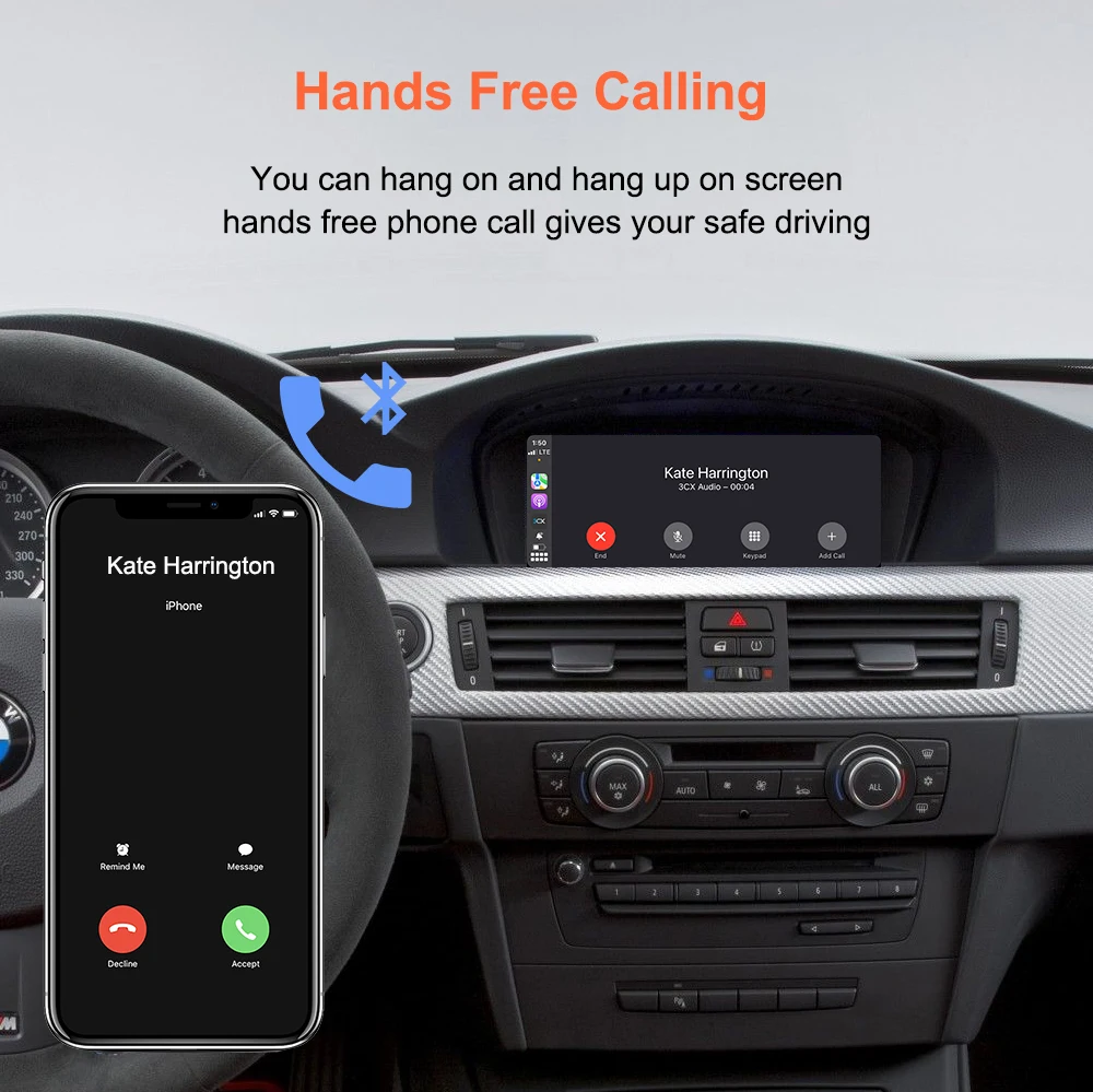 Bonroad Wireless Carplay Android Auto Nachrüst-Kits für BMW 3er/5er Serie E60 E61 E62 E63 E64 E90 E91 E92 E93 CCC CIC System – Detail 12