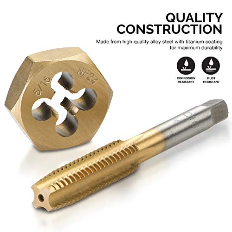 NEIKO 00916A Pro-Grade Large-Diameter Titanium Tap Die Set, High-Quality Thread-Repair Kit, 45-Piece Set