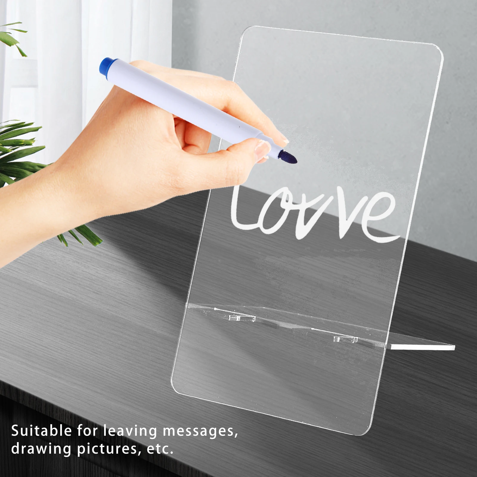 

3pcs Acrylic Memo Board 9x15cm Dry Erase Whiteboard for Desk Office Home School Transparent Plastic Note Board Stand