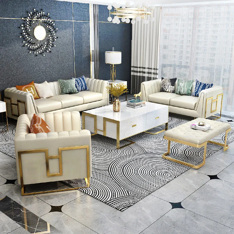 #Italian Style Upholstery 1 2 3 Living Room Sofa Set Foshan Furniture Living Room Modern Luxury White Luxury Leisure Lobby Sofas