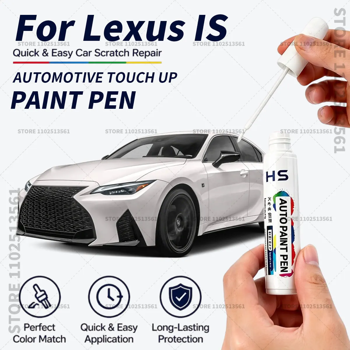For 1998-2026 Lexus IS UItra White Incognito Atomic Silver Grecian Water Blue Car Paint Repair Pen Restores Original Factory