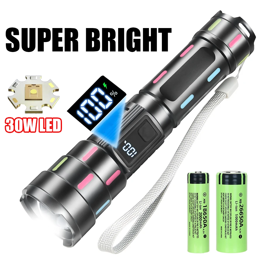 High Power LED Flashlights Type-C Rechargeable Aluminum Alloy Torch 1000M Ultra Powerful Flashlight Outdoor Tactical Lantern