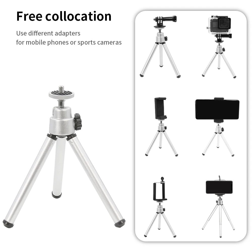 Mini Tripod 360 Degree Rotation Portable Stand With Phone Clip For Gopro Insta360 Sjcam Xiaomi IPhone Samsung Tripod Holder