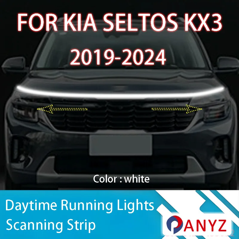 

ДЛЯ Kia SELTOS KX3 2019-2024 Новое обновление светодиодных дневных ходовых огней сканирования капота автомобиля DRL направляющая декоративная лампа окружающего света 12 В