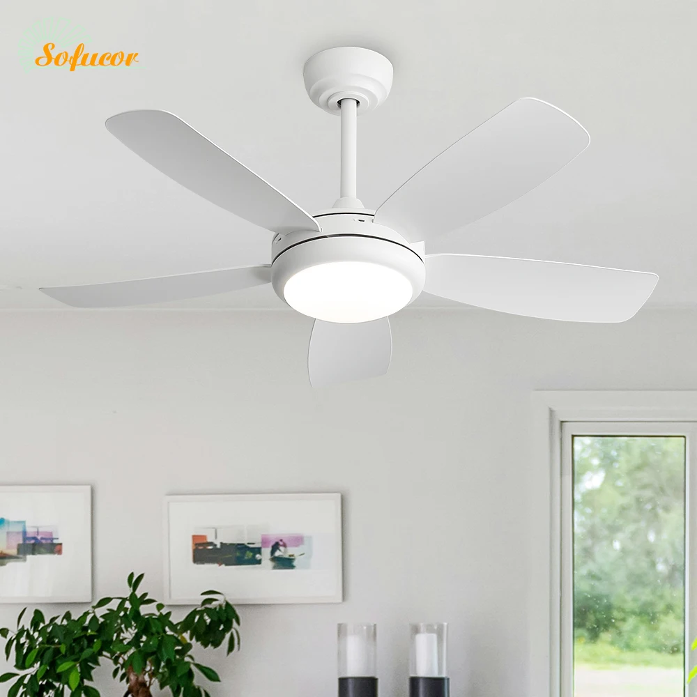 Sofucor 42 Inch Ceiling Fans with Lights Quiet Reversible DC Motor 6-Speed High Wind Speed With Remote Control for rooms