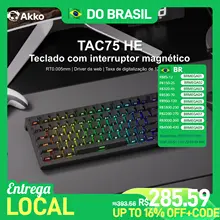 Akko tac75 he teclado 75% interruptor magnético gatilho rápido 0.005mm argb 8k taxa de pesquisa com fio mecânico esports teclado para jogos